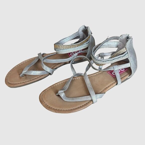 EDL Presents Pop Eiffel Antique Gold Embellished Strappy Sandal Size 8 1/2 - Picture 11 of 15